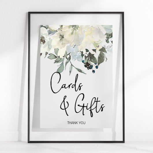 Poster Ivory White Roses Floral Carte & Cadeaux