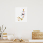 Poster J lettre nom personnalisé monogramme avec poney (Cuisine)