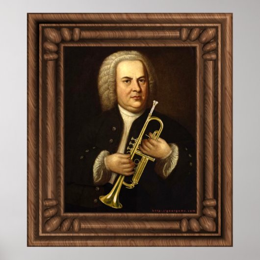 Poster J.S. Bach avec trompette (Devant)