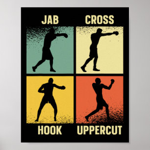 Poster Jab Cross Hook Uppercut - Boxe Moves Graphic Gri