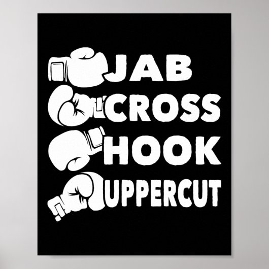 Poster Jab Cross Hook Uppercut - Boxer de salle de sport  (Devant)