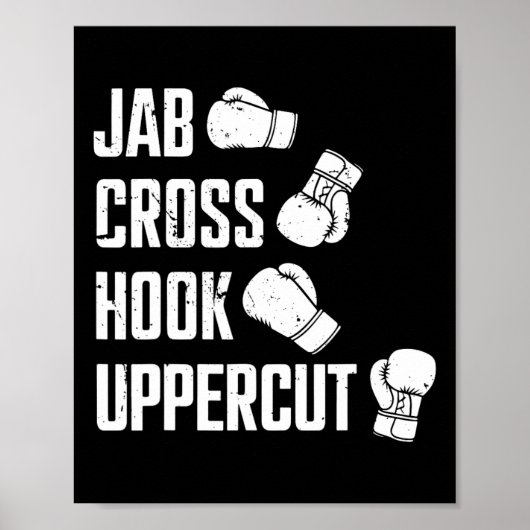 Poster Jab Cross Hook Uppercut Boxer Workout Kickboxing (Devant)