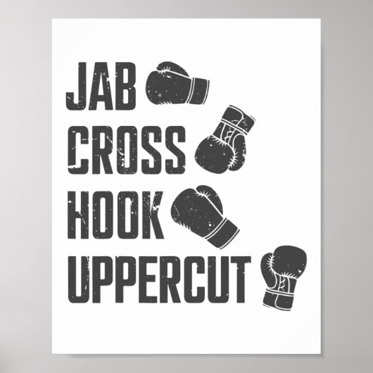 Poster Jab Cross Hook Uppercut Funny Boxing Entraînement (Devant)