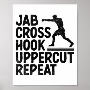 Poster Jab Cross Hook Uppercut Répétition Boxer Sports At