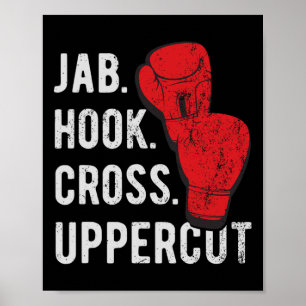 Poster Jab, Hook, Cross, Uppercut - Kickboxing et Boxe
