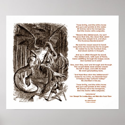 Poster Jabberwocky Poem par Lewis Carroll (Devant)