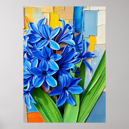Poster Jacinthe vibrante dans un style abstrait moderne (Devant)