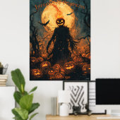 Poster Jack d'Halloween à tête Citrouille flamboyante (Bureau à domicile)