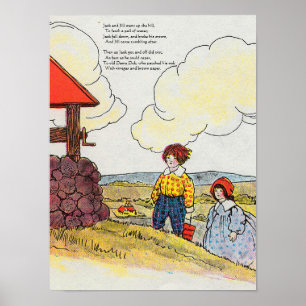 Poster Jack et Jill montèrent la colline Nursery Rhyme