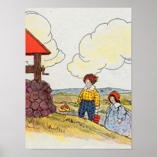 Poster Jack et Jill montèrent la colline Nursery Rhyme