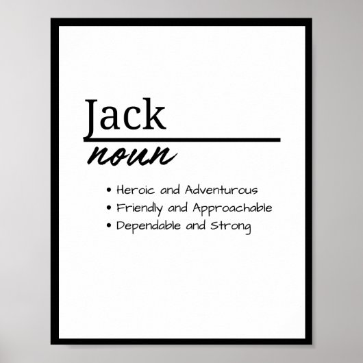 Poster Jack, Garçon Nom Personnalisé Définition (Devant)