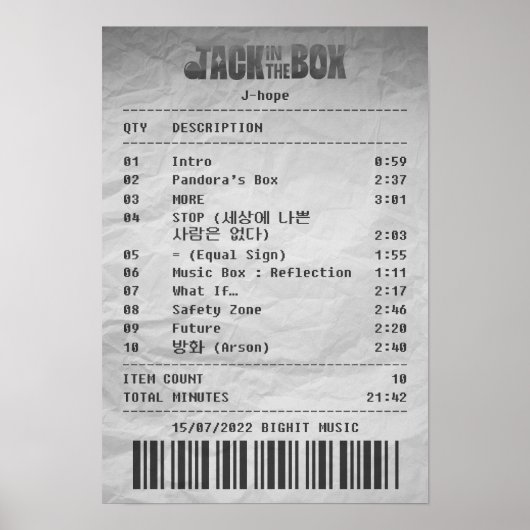 Poster Jack in The Box par j hope - Réception d'album (Devant)