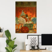 Poster Jack-o'-lantern Citrouille Bobing Apple Black Cat (Bureau à domicile)