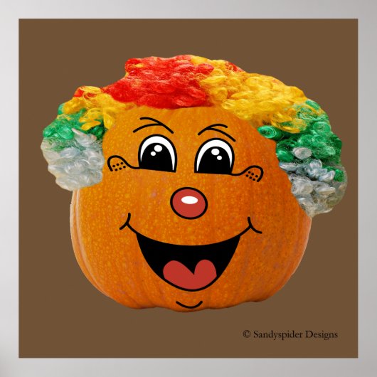 Poster Jack o' Lantern Clown Face, Citrouille d'Halloween (Devant)