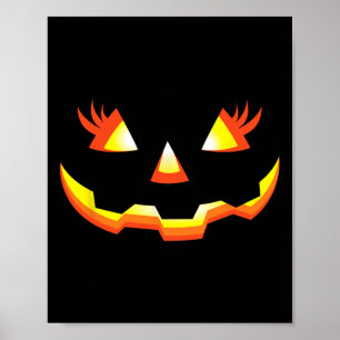 Poster Jack-o'-lantern Face Citrouille Eyelashes Hallowee