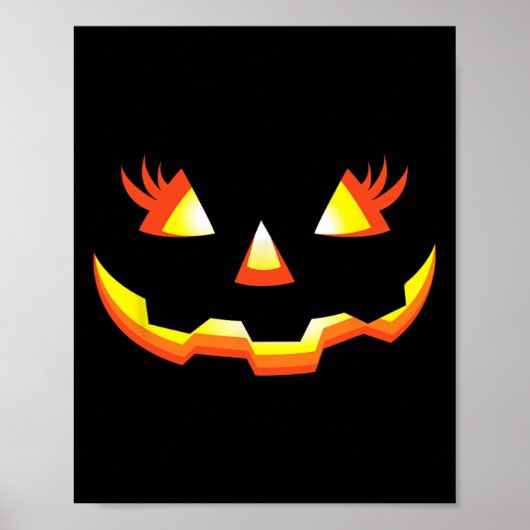 Poster Jack-o'-lantern Face Citrouille Eyelashes Hallowee (Devant)