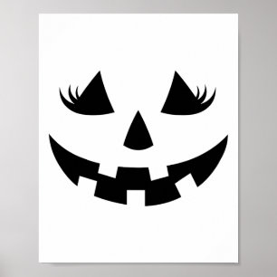 Poster Jack-o'-lantern Face Citrouille Eyelashes Hallowee