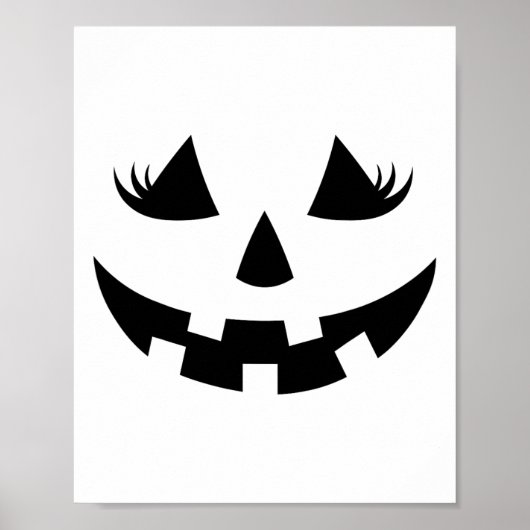 Poster Jack-o'-lantern Face Citrouille Eyelashes Hallowee (Devant)