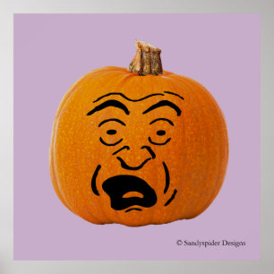Poster Jack o' Lantern face effrayé, Citrouille d'Hallowe