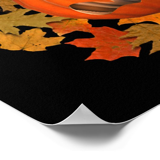 Poster Jack-o'-lantern Moyenne Et Automne Feuilles Hallow (Coin)