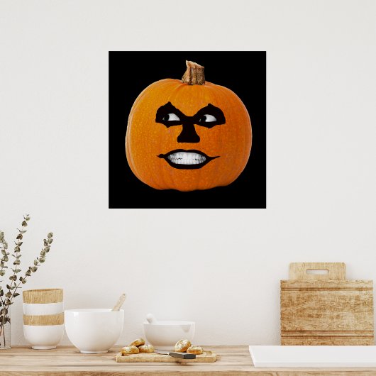 Poster Jack o' Lantern Sinister Face, Citrouille d'Hallow (Cuisine)