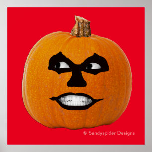 Poster Jack o' Lantern Sinister Face, Citrouille d'Hallow