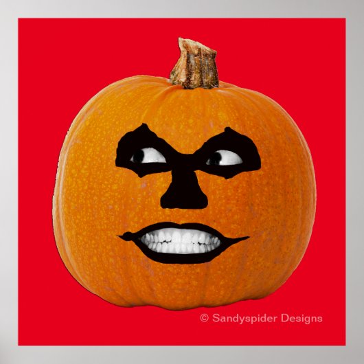 Poster Jack o' Lantern Sinister Face, Citrouille d'Hallow (Devant)