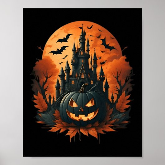 Poster Jack O'Lantern Face Halloween Citrouille Éffrayant (Devant)