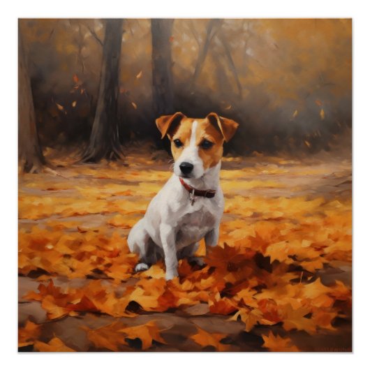 Poster Jack Russell à l'automne Feuilles automne Inspire (Devant)