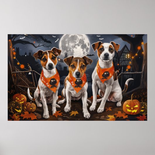 Poster Jack Russell Halloween Éffrayant (Devant)