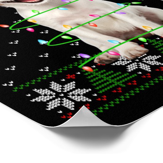 Poster Jack Russell Terrier Chien Noël Arbre Lumières Cou (Coin)