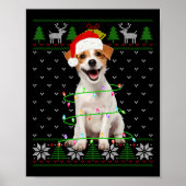 Poster Jack Russell Terrier Chien Noël Arbre Lumières Cou (Devant)