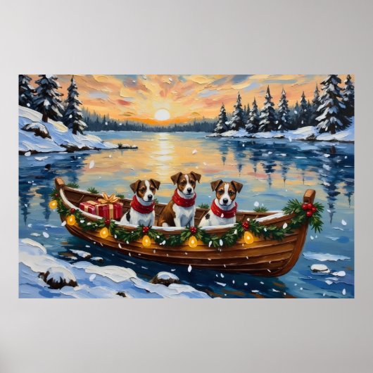 Poster Jack Russell Terrier Christmas Boat Holiday (Devant)