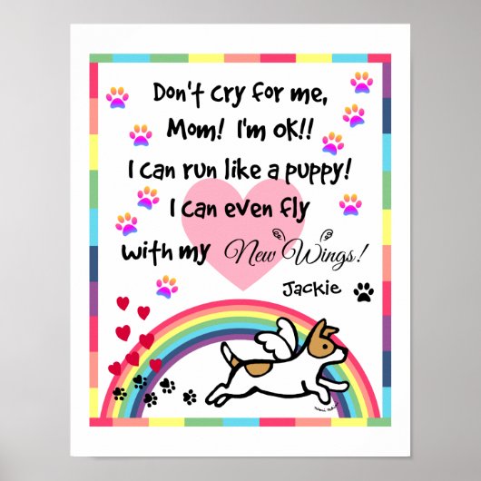 Poster Jack Russell Terrier Rainbow Bridge Art (Devant)