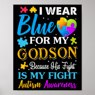 Poster Jackchel Art Je Porte Du Bleu Pour Mon Godson Auti