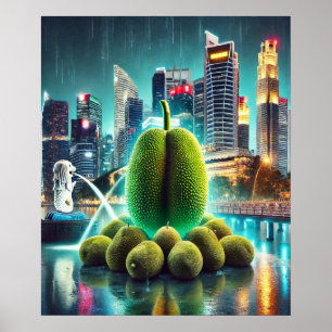 Poster Jackfruit en Marina Bay - Scène Singapour Iconique