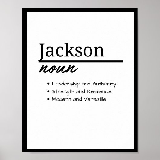 Poster Jackson, Garçon Nom Personnalisé Définition (Devant)