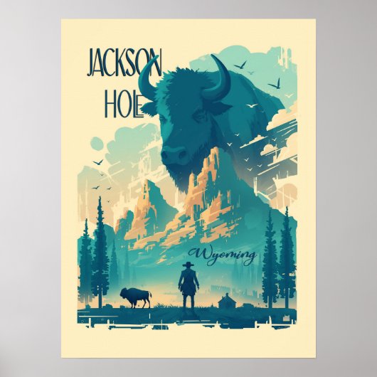 Poster Jackson Hole Wyoming Vintage (Devant)