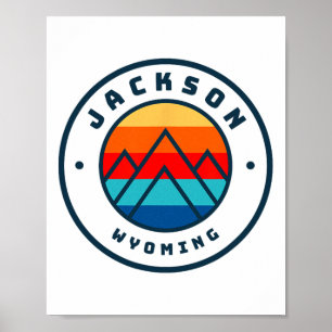 Poster Jackson Wyoming Ski Snowboard Famille Ski Tri