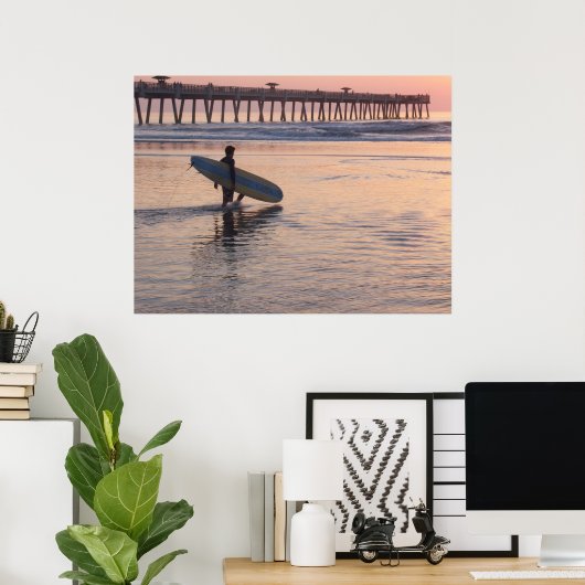 Poster Jacksonville Beach, Floride - Surf (Bureau à domicile)