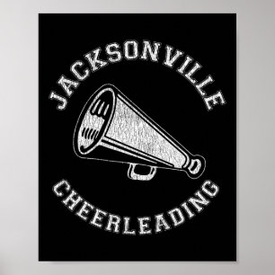 Poster Jacksonville Cheer Distressed Retro années 90 Pom-