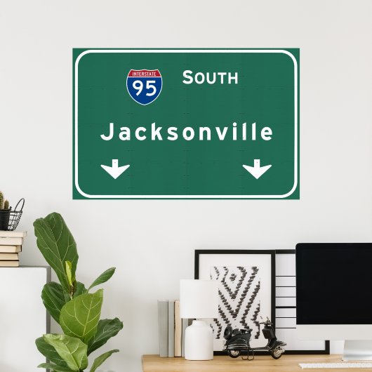 Poster Jacksonville Florida Interstate Highway Freeway : (Bureau à domicile)