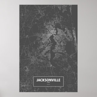 Poster Jacksonville, Floride (blanc sur noir)