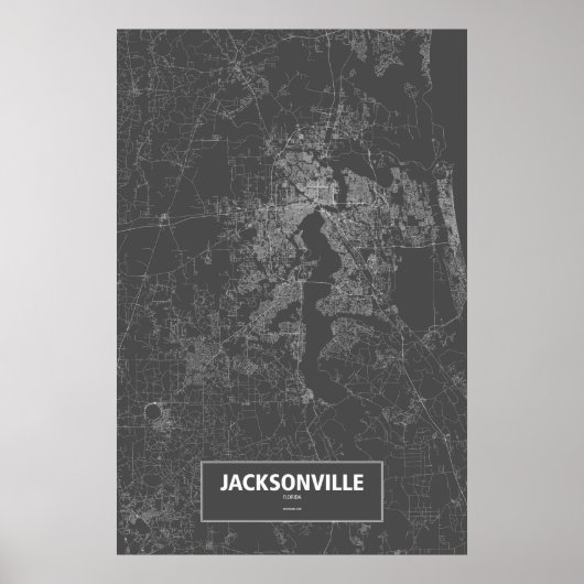 Poster Jacksonville, Floride (blanc sur noir) (Devant)