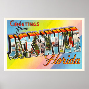 Poster Jacksonville Floride FL Vintage voyage Souvenir
