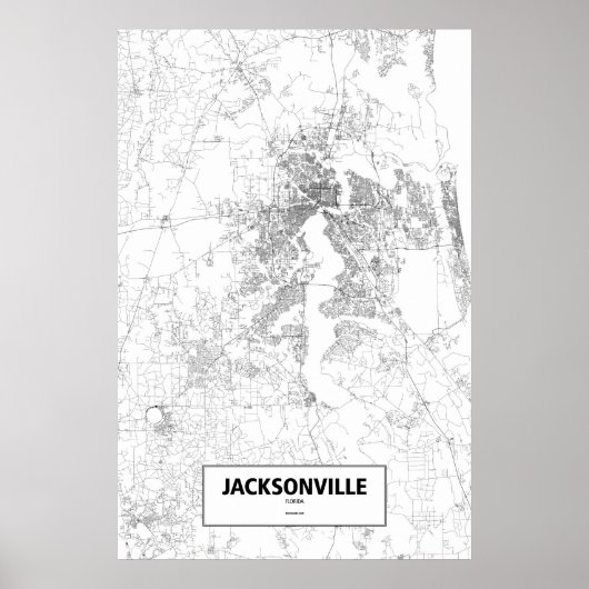 Poster Jacksonville, Floride (noir sur blanc) (Devant)