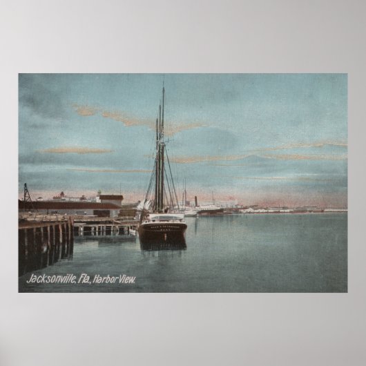Poster Jacksonville, Floride - Vue du port avec (Devant)