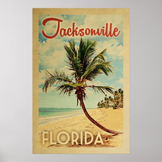 Poster Jacksonville Palm Tree Vintage voyage (Devant)