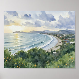 Poster Jaco Beach Costa Rica Watercolor