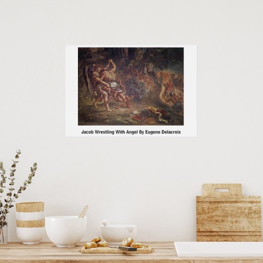 Poster Jacob Lutte Avec Angel Par Eugene Delacroix (Cuisine)